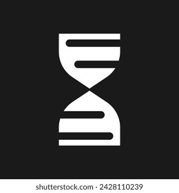 DNA molecule dark mode glyph ui icon. Genetic code. Medical research. User interface design. White silhouette symbol on black space. Solid pictogram for web, mobile. Vector isolated illustration