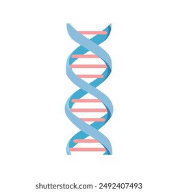 The DNA molecule in flat style. Genetic molecule structure with connections. Vector illustration. Isolated on white background