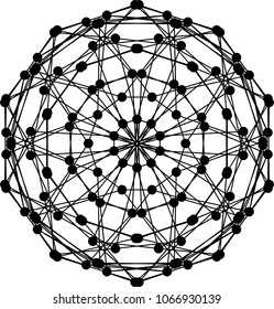 DNA Molecule Fractal Network Structure Silhouette Vector 16. Abstract DNA string network connection, isolated on white background. Technology and Connectivity Concept. 