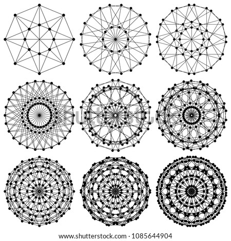 DNA Molecule Fractal Network Structure Vector 18. Abstract DNA string network connection, from the simple to the complicated shape. Technology and Connectivity Concept. 