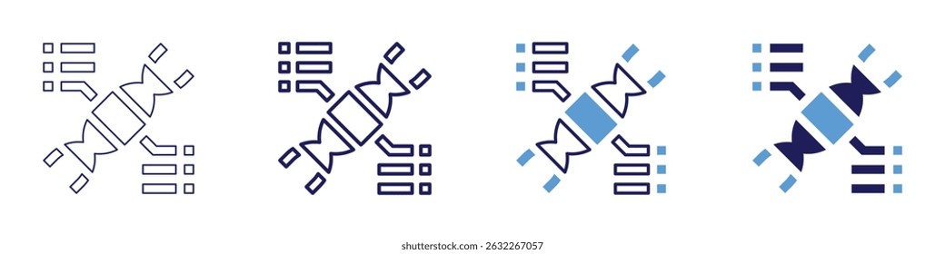 DNA molecule icon in 4 different styles. Thin Line, Line, Bold Line, Duotone. Duotone style. Editable stroke.