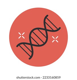 DNA molecule icon. Cell and body structure, medical research and experiment. Graphic element for website. Template, layout and mockup. Chemistry, medicine and science. Cartoon flat vector illustration
