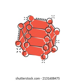 Dna molecule icon in comic style. Atom cartoon vector illustration on white isolated background. Molecular spiral splash effect sign business concept.
