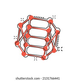 Dna molecule icon in comic style. Atom cartoon vector illustration on white isolated background. Molecular spiral splash effect sign business concept.