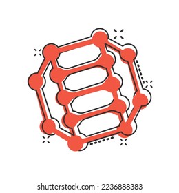 Dna molecule icon in comic style. Atom cartoon vector illustration on white isolated background. Molecular spiral splash effect sign business concept.