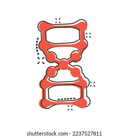 Dna molecule icon in comic style. Atom cartoon vector illustration on white isolated background. Molecular spiral splash effect sign business concept.