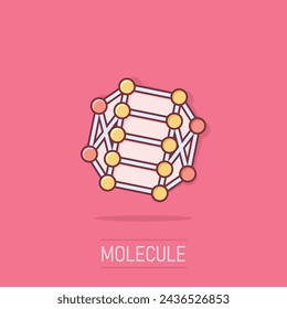 Dna molecule icon in comic style. Atom cartoon vector illustration on isolated background. Molecular spiral splash effect sign business concept.