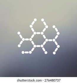Línea delgada de icono de molécula de ADN para diseño plano minimalista y móvil. Icono blanco vectorial en el fondo de malla gradiente.