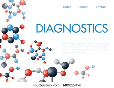 DNA molecule isolated on white background for diagnostic center website, vector illustration. Medical technology, biotechnology, molecular research diagnistic center webpage.