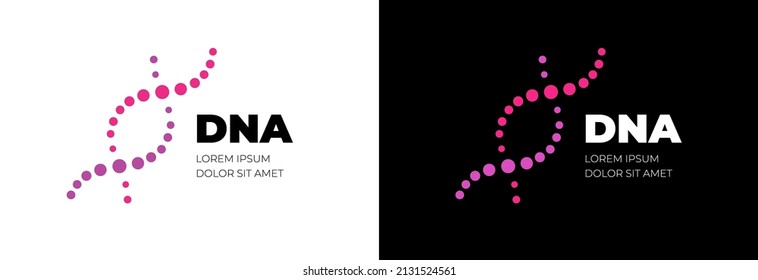 Diseño del logo de la molécula de ADN. Concepto de los vectores de la estructura del gen helix de la medicina. Plantilla genética de identidad de marca comercial molecular