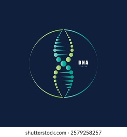 DNA molecule logo design. Medicine gene helix structure logotype vector eps concept. Genetic logo