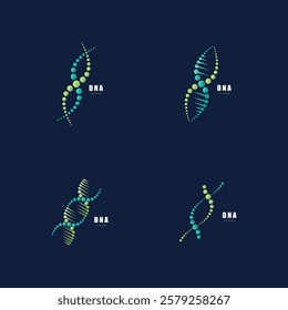 DNA molecule logo design. Medicine gene helix structure logotype vector eps concept. Genetic logo