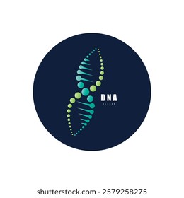 DNA molecule logo design. Medicine gene helix structure logotype vector eps concept. Genetic logo