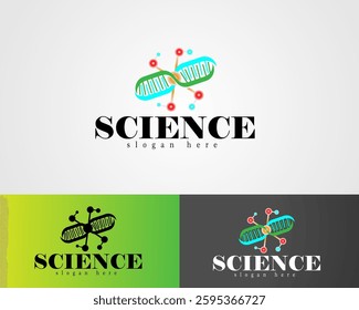 DNA and molecule logo design vector illustration