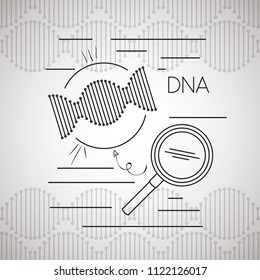 dna molecule with magnifying glass