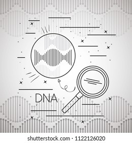 dna molecule with magnifying glass