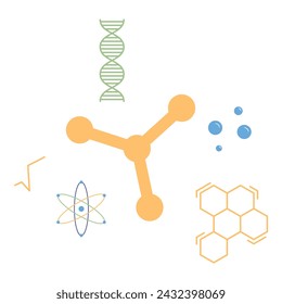 DNA molecule and molecular structure. Vector illustration in flat style with science theme. Editable vector illustration.