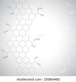 Dna molecule on gray background. Graphic background for your design and your text.Vector Illustration.