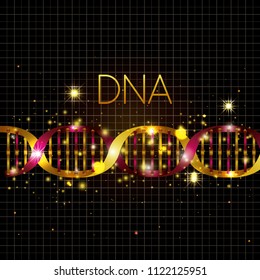 dna molecule on line golden pattern