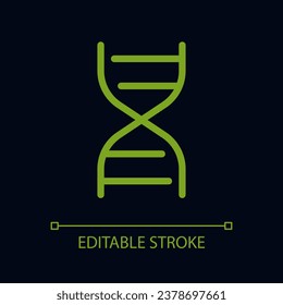 DNA molecule pixel perfect color linear ui icon for dark theme. Genetic code. Inheritance. Outline isolated user interface pictogram. GUI, UX design for night mode. Editable stroke. Arial font used