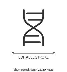 DNA Molekül Pixel perfekte lineare Ikone. Genetischer Code. Medizinische Laborforschung. GUI, UX Design. Umrissene Benutzeroberfläche für App und Web. Bearbeitbarer Strich. Arithmetik verwendet