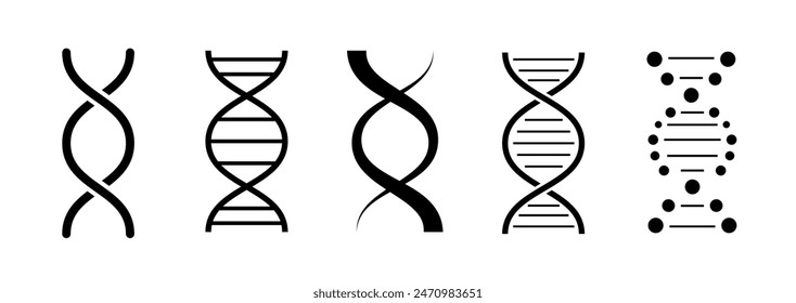 DNA molecule set. DNA icons set on white background. DNA vector illustration.