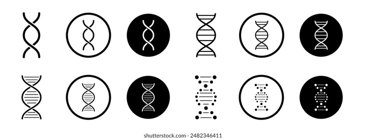 DNA molecule set. DNA icons set on white background. DNA vector illustration.