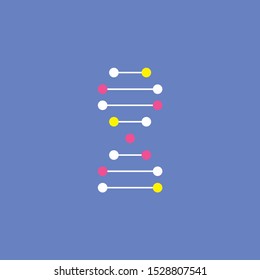 DNA molecule sign set, genetic elements and icons collection strand. Vector color gradient illustration.
