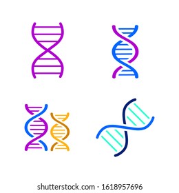 DNA molecule sign set, genetic elements and icons collection strand