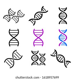 DNA molecule sign set, genetic elements and icons collection strand