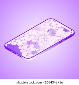 Ein DNA-Molekül in einem Smartphone. Konzept der Entwicklung der biotechnologischen Forschung. Telefon-App.