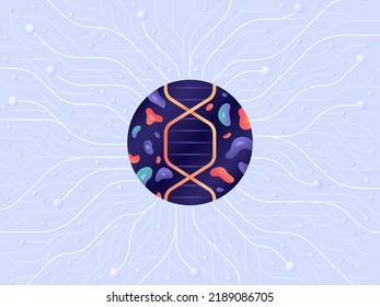 Struktur des DNA-Moleküls. Wissenschaftliches Konzept. Abstrakter Hintergrund für Medizin, Technologie, Chemie und Gentechnik. Vektorgrafik