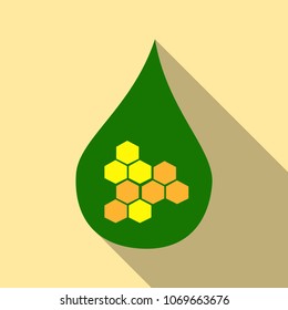 DNA and molecule symbol. A drop of blood. Icon with shadow in flat