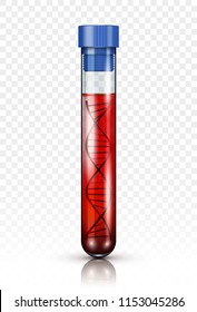 DNA molecule in test tube isolated on transparent background