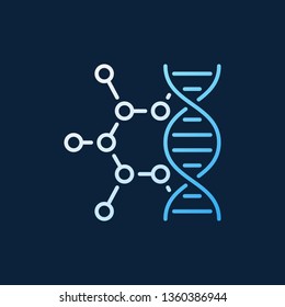 DNA with molecule vector colorful outline icon or logo element on dark background