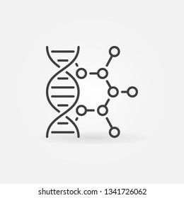 DNA with molecule vector linear icon. Genetic engineering concept sign in thin line style