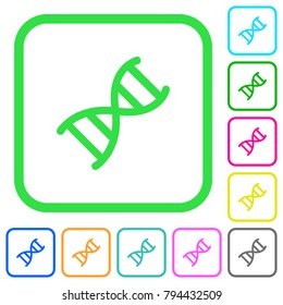 DNA molecule vivid colored flat icons in curved borders on white background