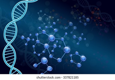 Dna and Moleculer on blue background.vector