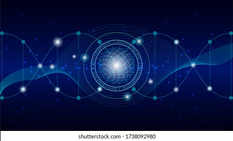 DNA molecules for Hi-tec interface, abstract communication technology and line and dots ,vector illustration