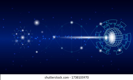 moléculas de ADN para interfaz Hi-tec, tecnología de comunicación abstracta y líneas y puntos, ilustración vectorial