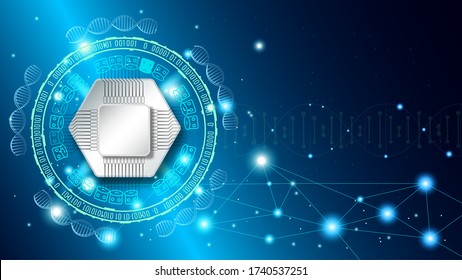 DNA molecules for Hi-tec interface, abstract communication technology and line and dots ,vector illustration