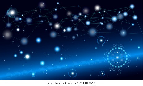 DNA molecules for Hi-tec interface, abstract communication technology and line and dots ,vector illustration