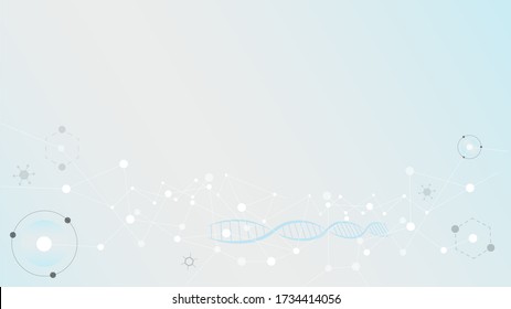 DNA molecules for Hi-tec interface background, abstract communication technology and line and dots, vector illustration
