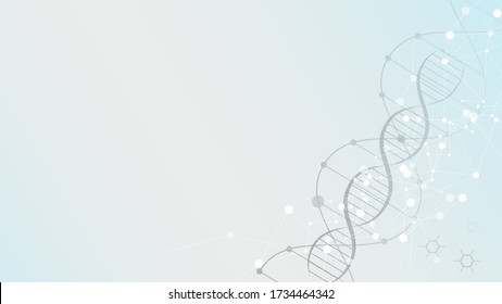 DNA molecules for Hi-tec interface background, abstract communication technology and line and dots, vector illustration