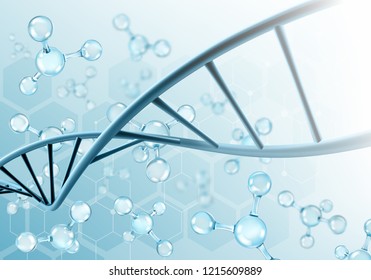 DNA Molecules on scientific background. Vector illustration