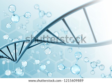 DNA Molecules on scientific background. Vector illustration