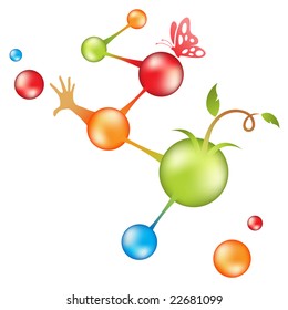 dna molecules and origins of life vector illustration