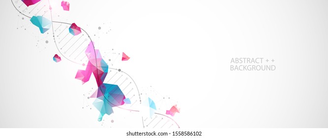 DNA molecules science template, abstract background. Vector illustration.