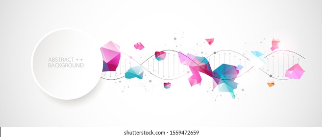 DNA molecules science template, abstract background. Vector illustration.