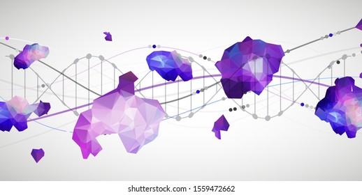 DNA molecules science template, abstract background. Vector illustration.